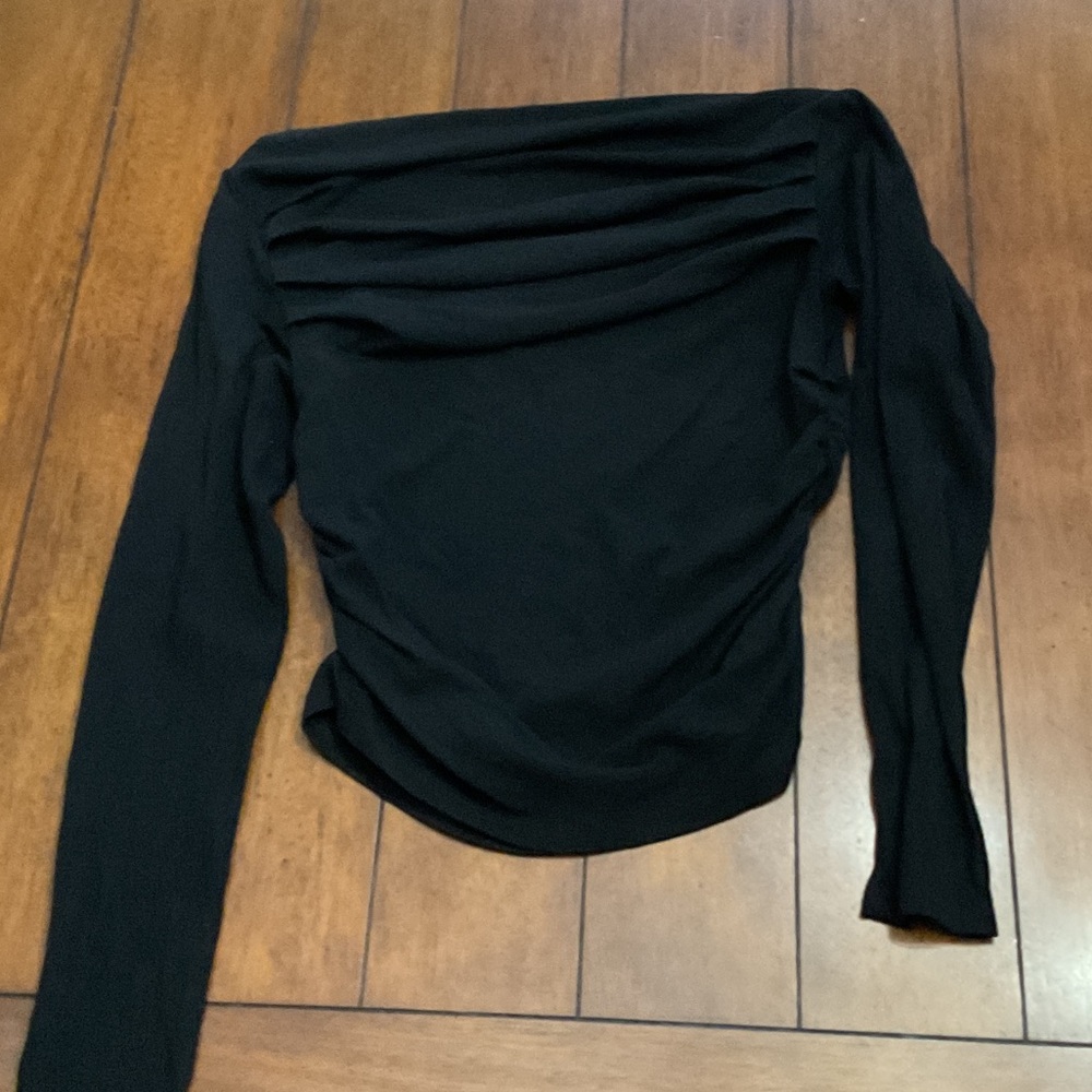 Black Off Shoulder Long Sleeve Top - Picture 2 of 2